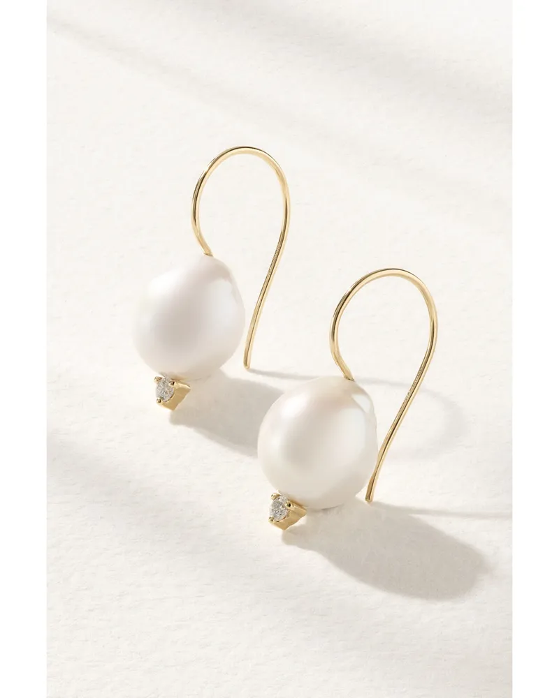 MIZUKI Ohrringe Aus 14 Karat Gold Mit Perlen Und Diamanten Gold
