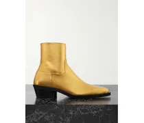 Bronco Ankle Boots Aus Metallic-leder - Gold