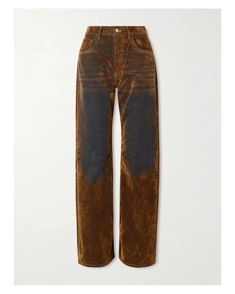 Acne Studios Halbhohe Jeans Mit Weitem Bein Und Veloursledereffekt - Braun Braun