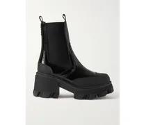 Chelsea Boots Aus Lackleder Mit Plateau - Schwarz
