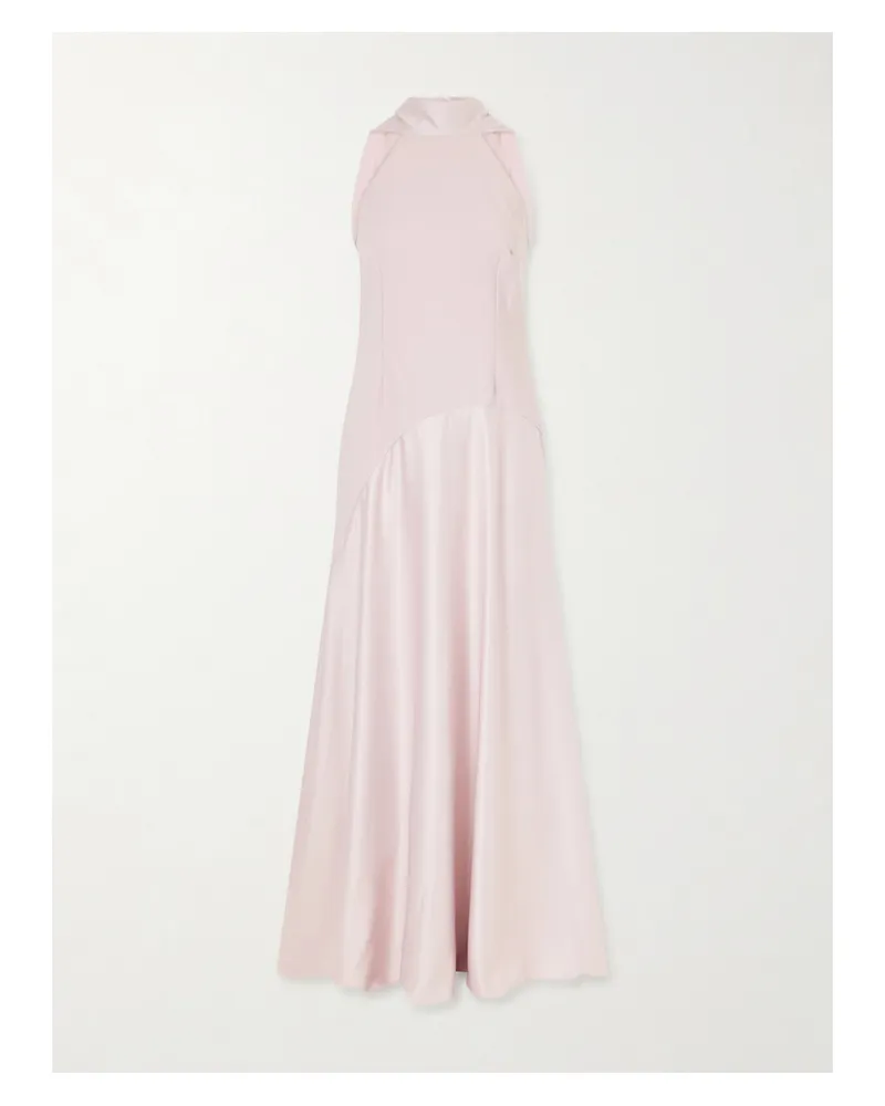 Solace London Cece Cape-effect Crepe And Satin Gown - Pink Pink