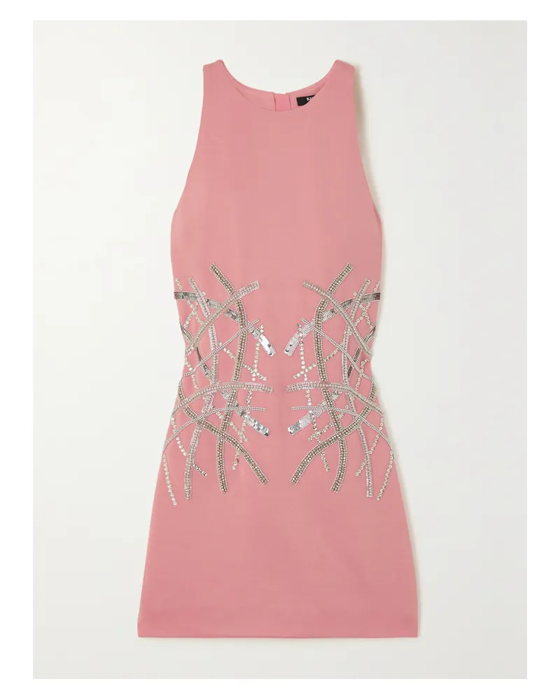 Balmain Minikleid Aus Stretch-strick Mit Verzierung - Pink Pink