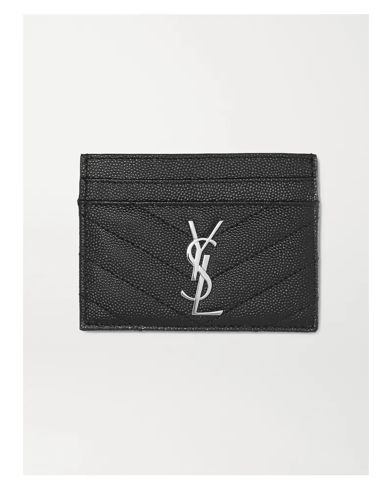 Saint Laurent Monogramme Quilted Textured-leather Cardholder - Black Black
