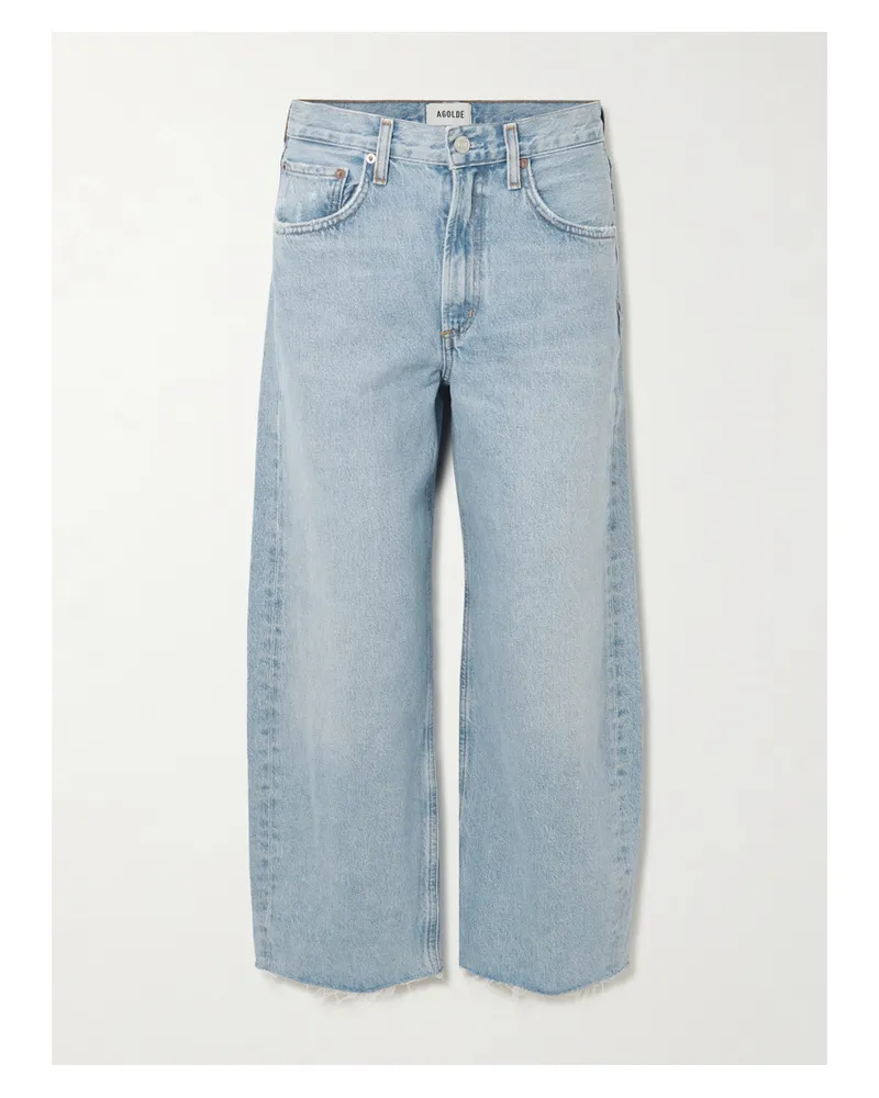 AGOLDE Low Curve Fray High-rise Wide-leg Jeans - Blue Blue