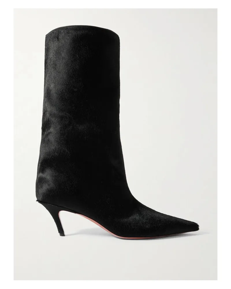 Amina Muaddi Fiona Stiefel Aus Kalbshaar - Schwarz Schwarz