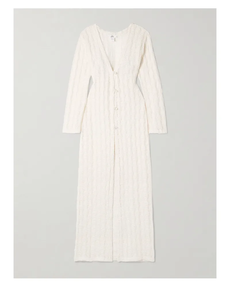 Sara Cristina Strandkleid Aus Einer Gehäkelten Baumwollmischung Mit Perlen - Creme Creme