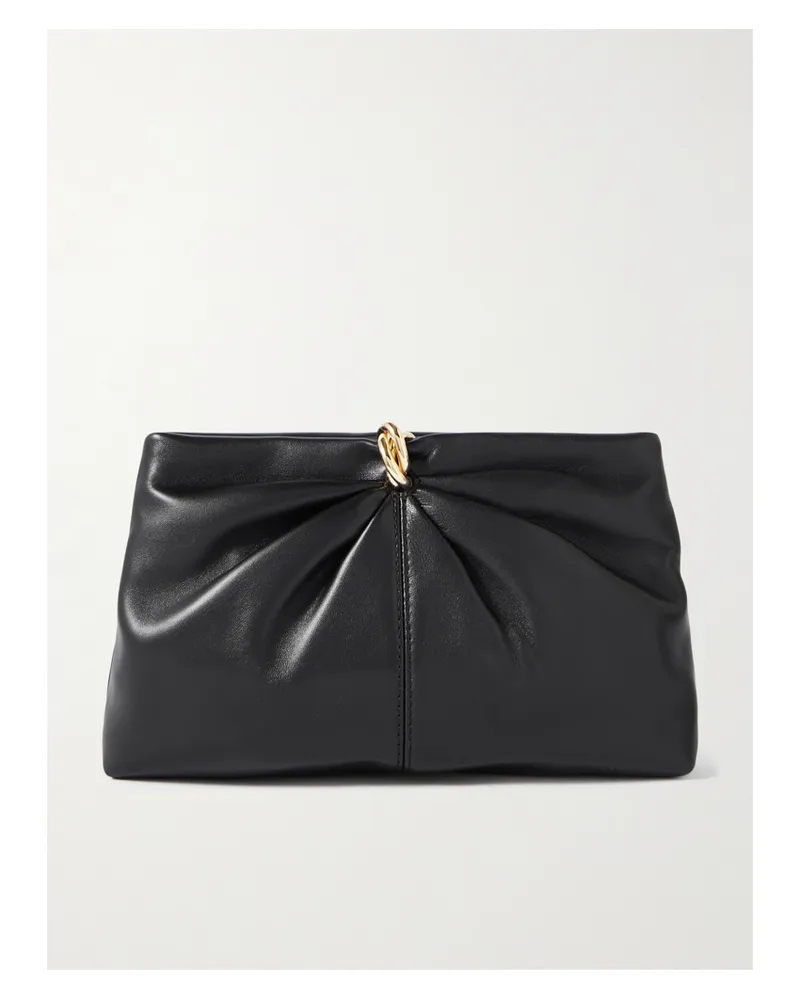 Loeffler Randall Corrine Gathered Leather Shoulder Bag - Black Black