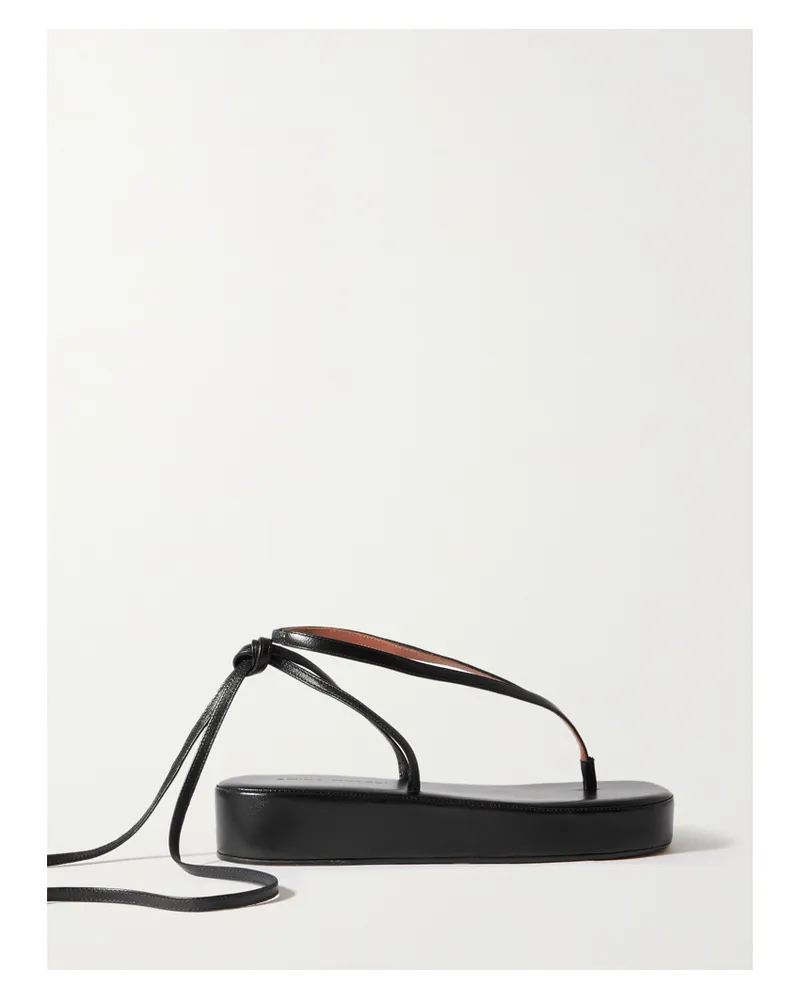 Amina Muaddi Jamie Plateausandalen Aus Leder - Schwarz Schwarz