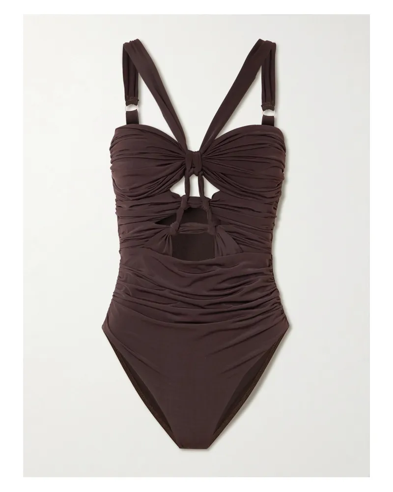 Zimmermann Daylight Cutout Ruched Swimsuit - Brown Brown