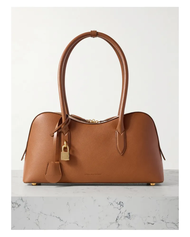 Stella McCartney Ryder Logo-embossed Embellished Textured Vegan Tote - Brown Brown