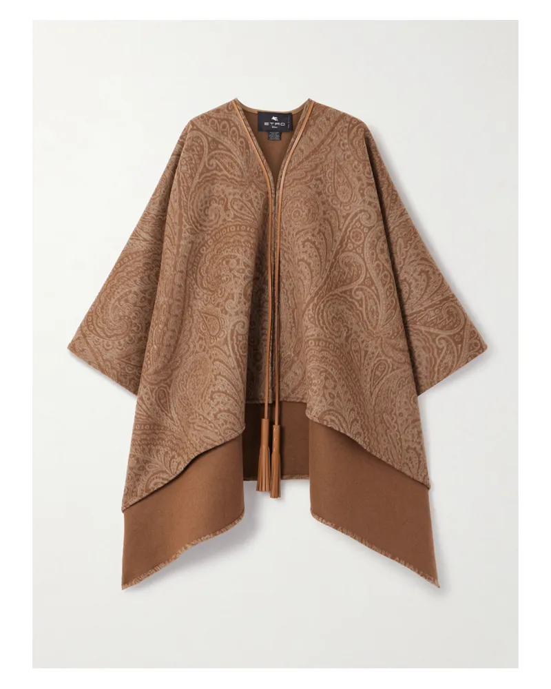 Etro Cape Aus Einer Wollmischung Mit Paisley-muster Und Lederbesätzen - Braun Braun
