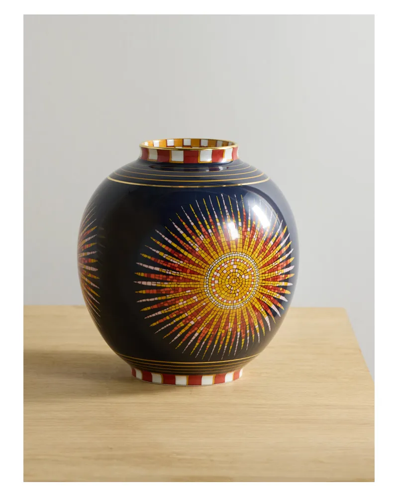 La DoubleJ Bubble Gold-plated Porcelain Vase - Blue Blue