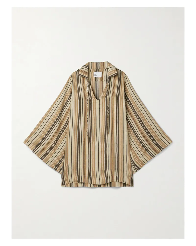 Lisa Marie Fernandez Tunika Aus Einer Gestreiften Leinenmischung - Braun Braun