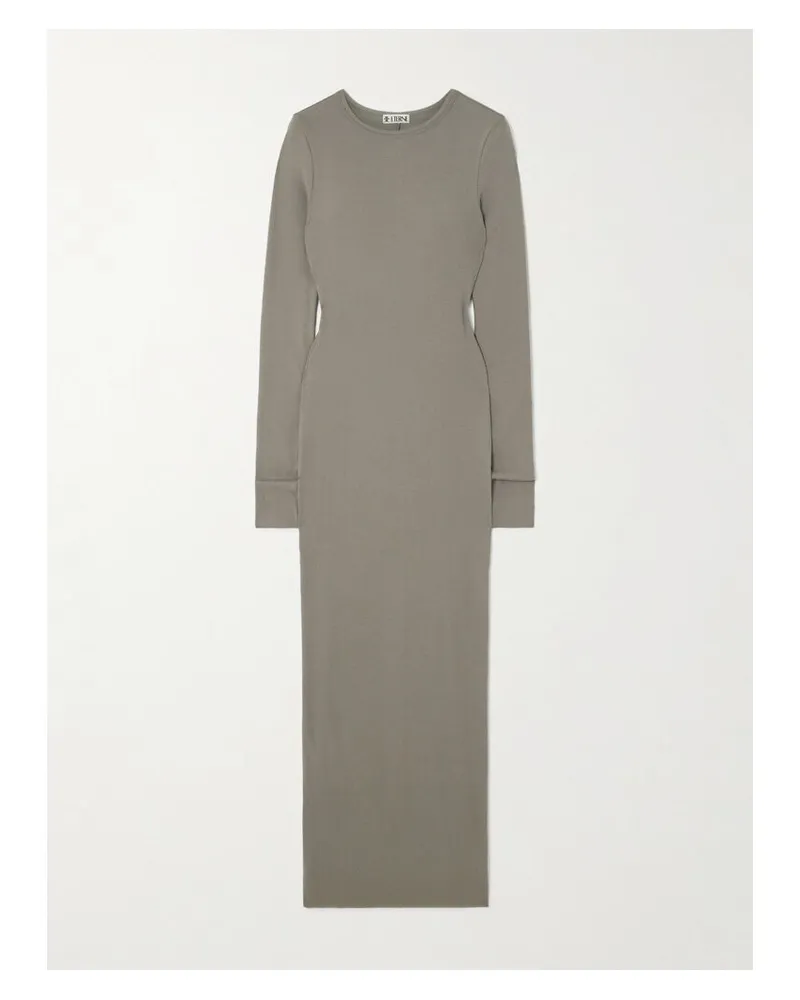 ÉTERNE long Sleeved Crew Neck“ Maxikleid Aus Geripptem Stretch-jersey - Neutral Neutral