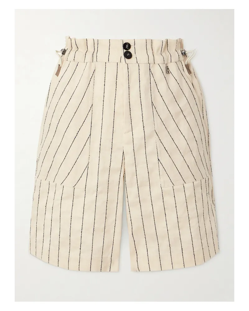 Bogner Reana Shorts Aus Einer Gestreiften Leinenmischung - Weiß Weiß