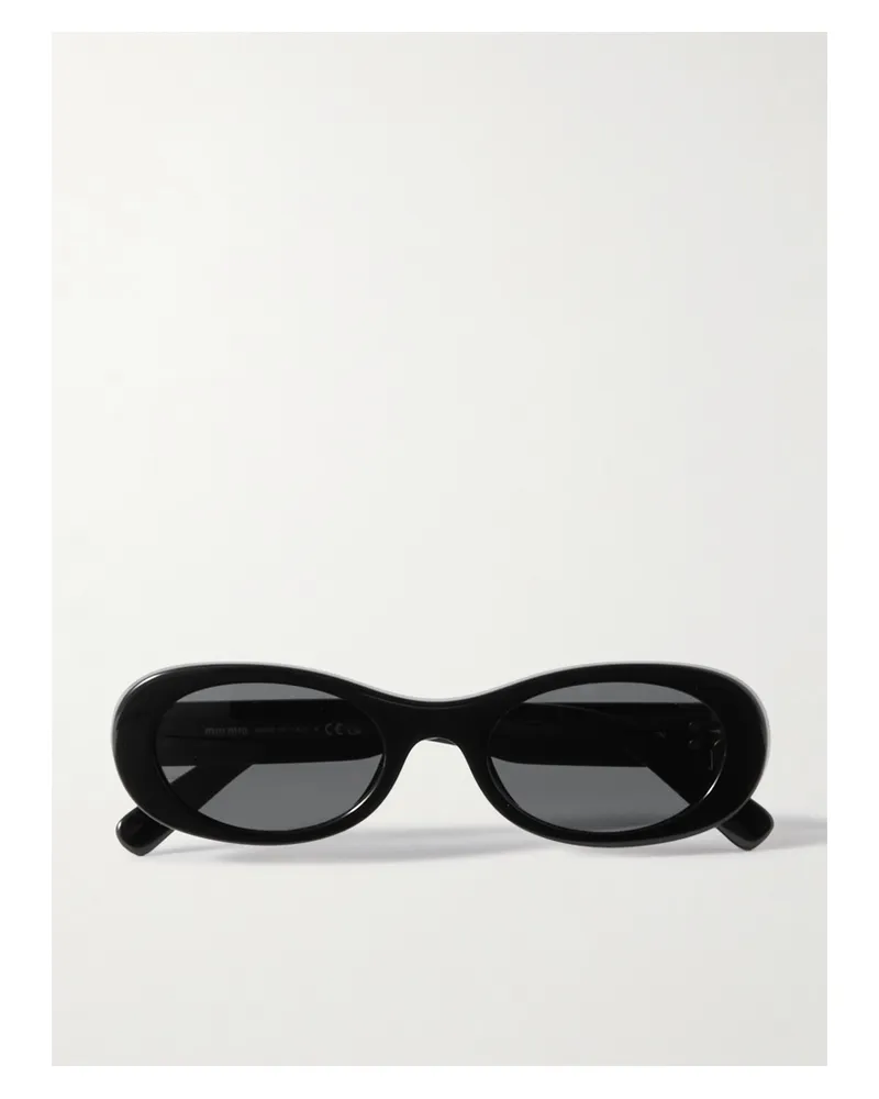 Miu Miu Oval-frame Acetate Sunglasses - Black Black