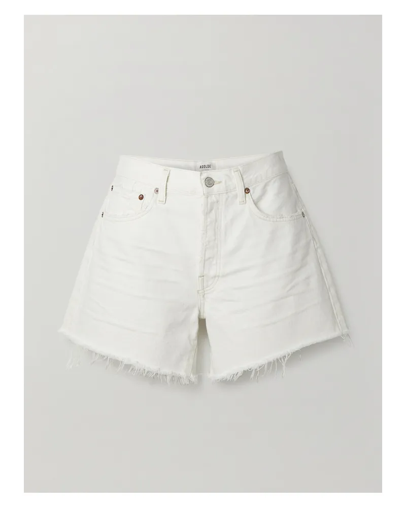 AGOLDE Parker Long Distressed Denim Shorts - White White