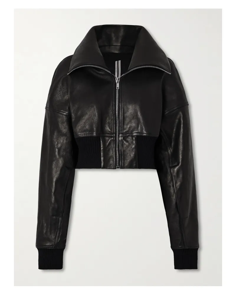 Rick Owens Verkürzte, Wattierte Jacke Aus Leder - Schwarz Schwarz