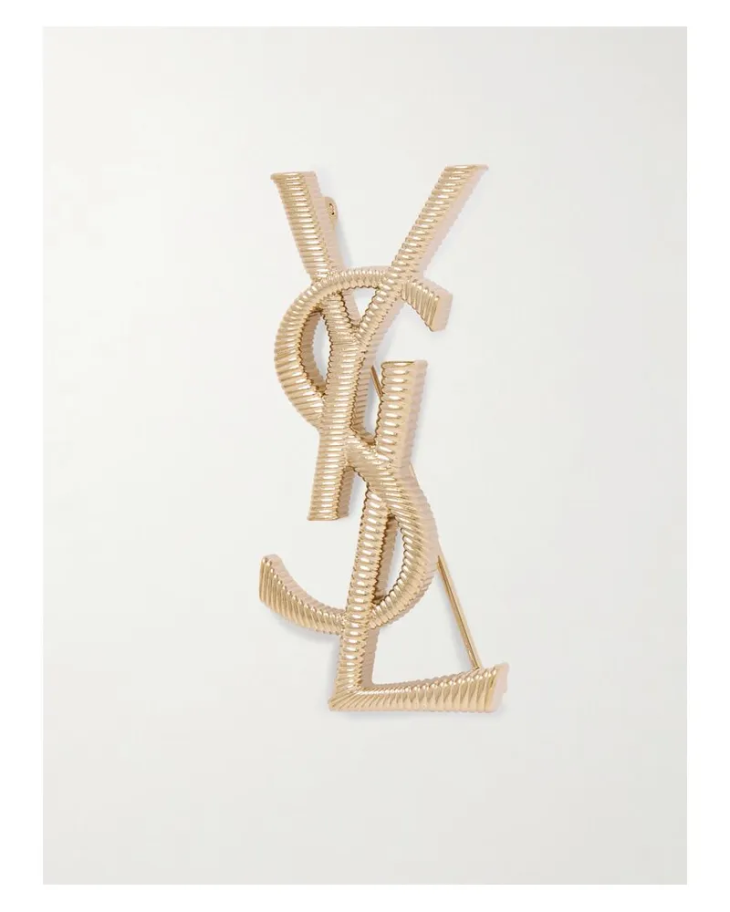 Saint Laurent Cassandre Goldfarbene Brosche Gold