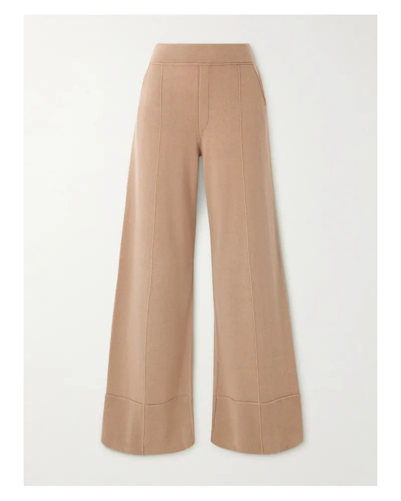 ALLUDE Wool And Cashmere-blend Wide-leg Pants - Neutrals Neutrals