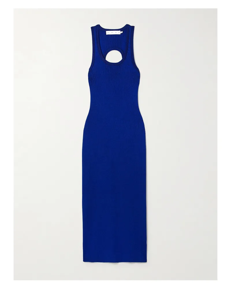 Proenza Schouler Reese Midikleid Aus Einer Gerippten Seiden-baumwollmischung - Blau Blau