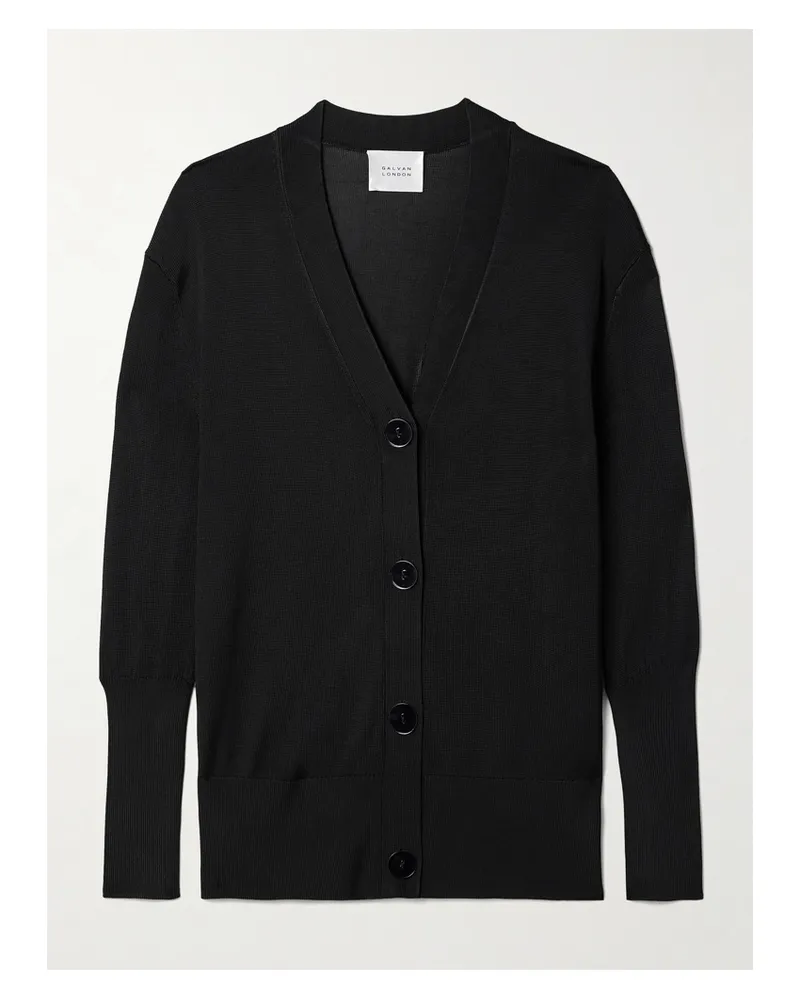 GALVAN Ida Oversized-cardigan Aus Stretch-strick - Schwarz Schwarz