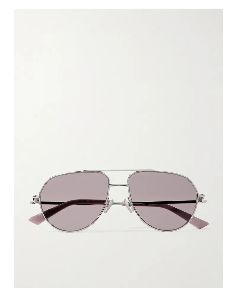 Bottega Veneta Aviator-style Silver-tone Sunglasses Silver