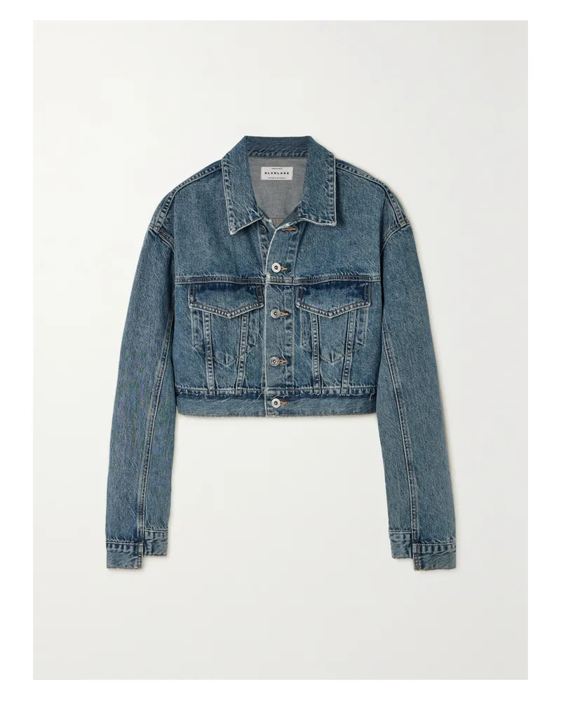 SLVRLAKE Net Sustain Ultra Crop Trucker Jeansjacke - Blau Blau