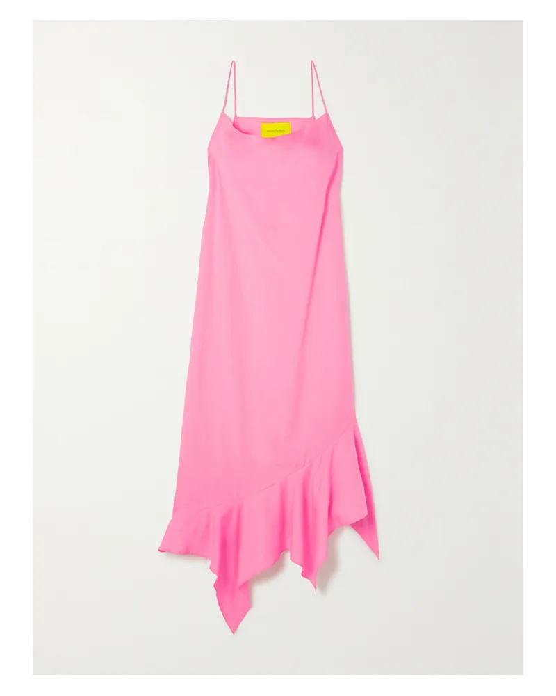 Marques ' Almeida Asymmetrisches Midikleid Aus Tencel™ Mit Rüschen - Pink Pink