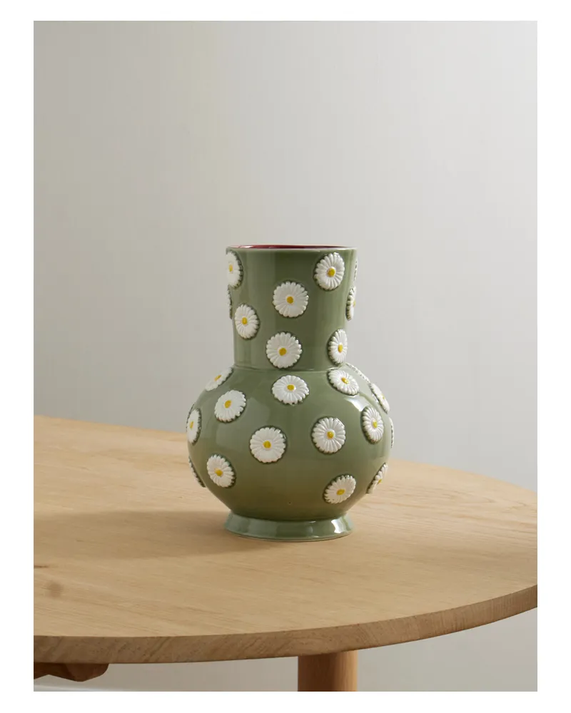 La DoubleJ Margherita Painted Ceramic Vase - Green Green
