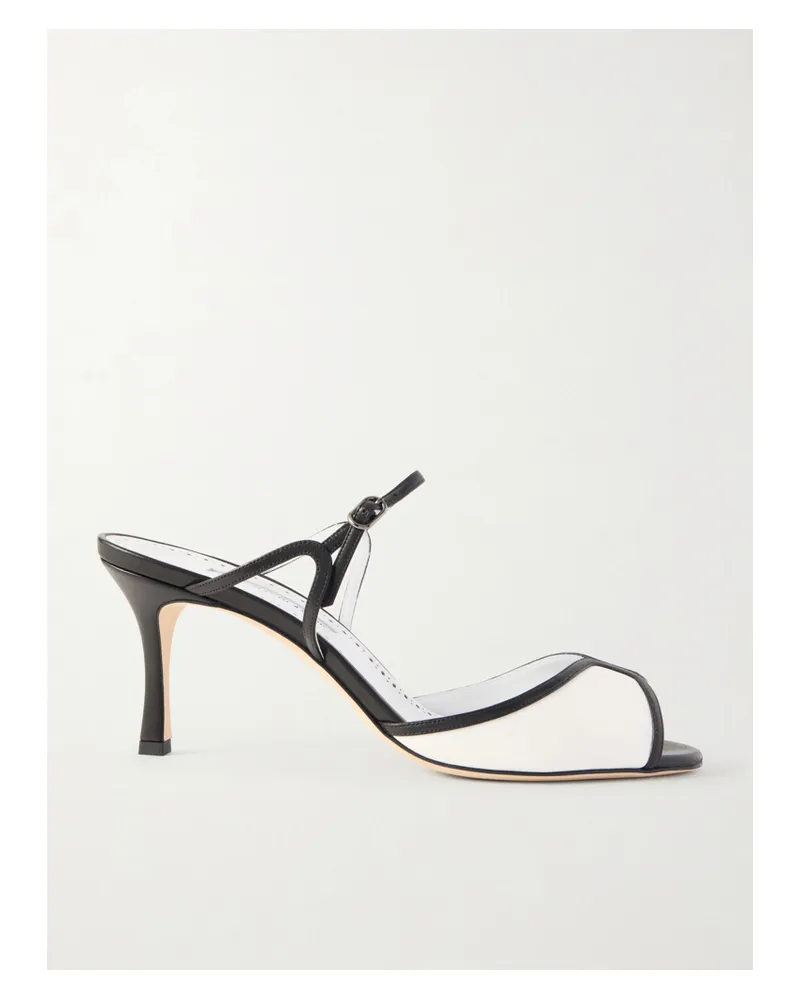 Manolo Blahnik Versari 70 Zweifarbige Mules Aus Leder - Weiß Weiß