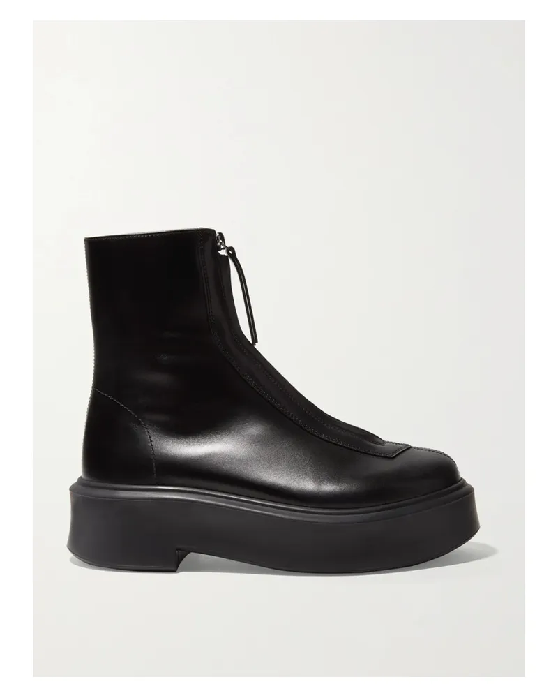 The Row Leather Ankle Boots - Black Black