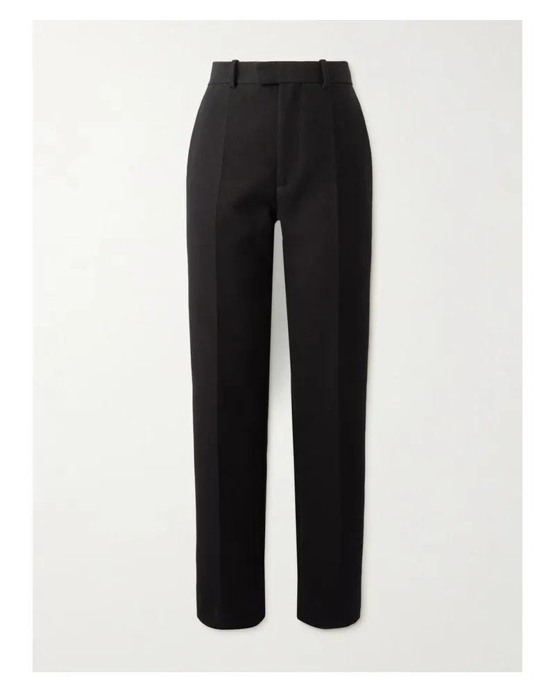 Bottega Veneta Hose Mit Geradem Bein Aus Crêpe Aus Einer Baumwollmischung Mit Falten - Schwarz Schwarz