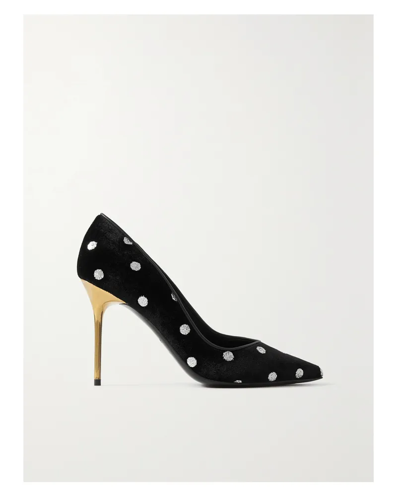 Balmain Ruby Pumps Aus Samt Mit Polka-dots Und Glitter-finish - Schwarz Schwarz