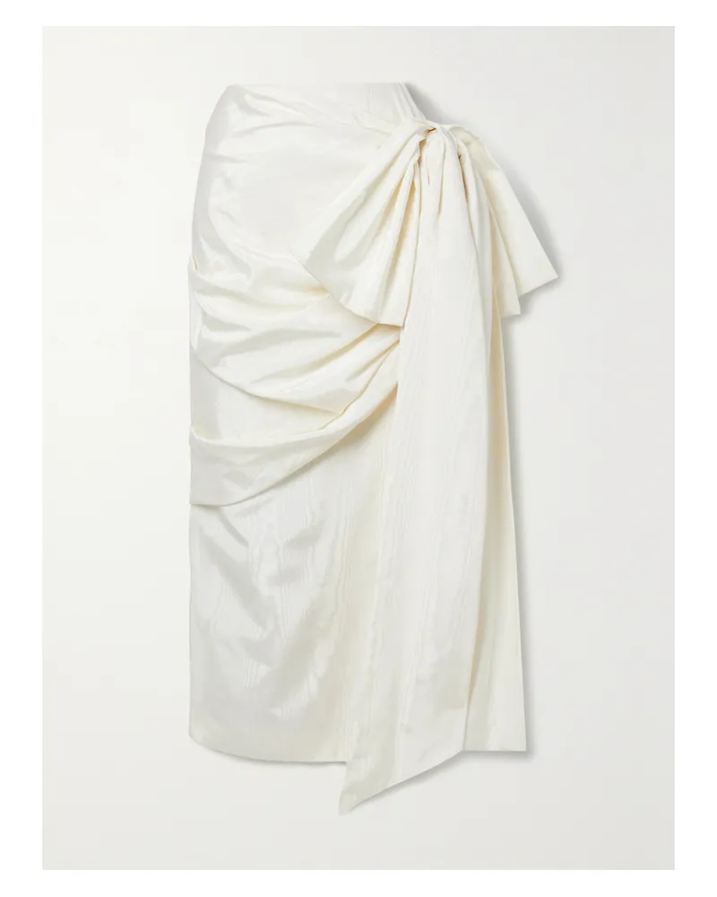 Christopher John Rogers Midirock Aus Moiré Mit Knoten Und Raffungen - Elfenbein Elfenbein