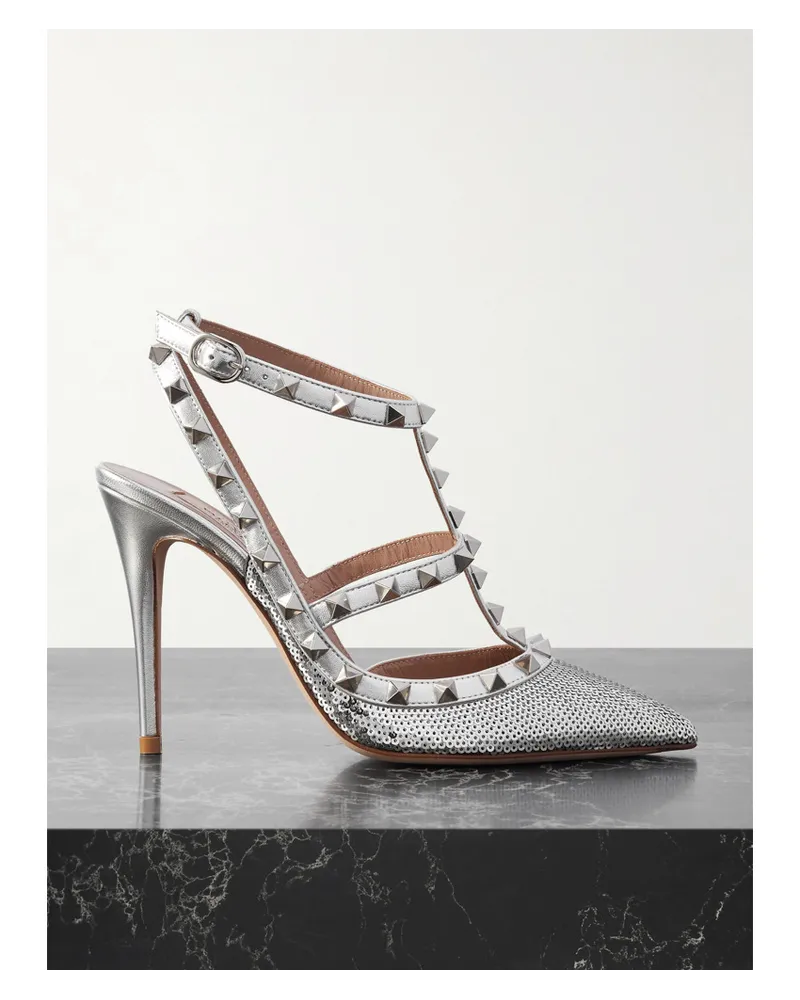 Valentino Garavani Rockstud 100 Pumps Silber