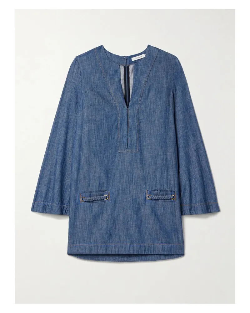 Zimmermann Wylie Minikleid Aus Denim Mit Geflochtenen Details - Blau Blau