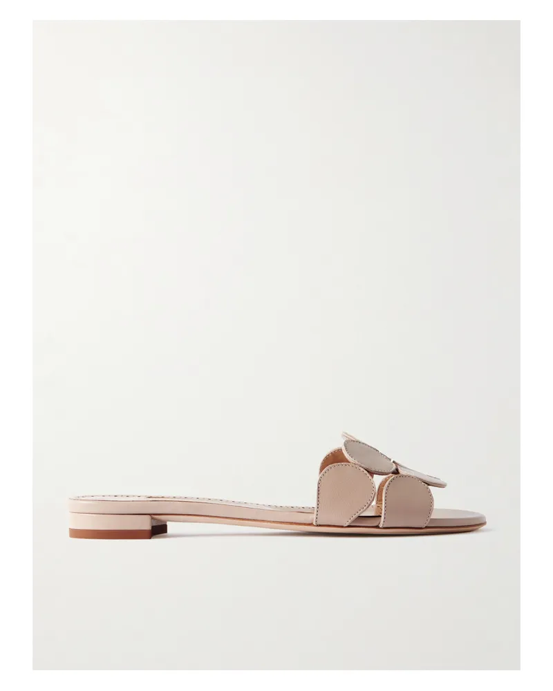 Manolo Blahnik Haribalmu 10 Cutout Leather Slides - Neutrals Neutrals