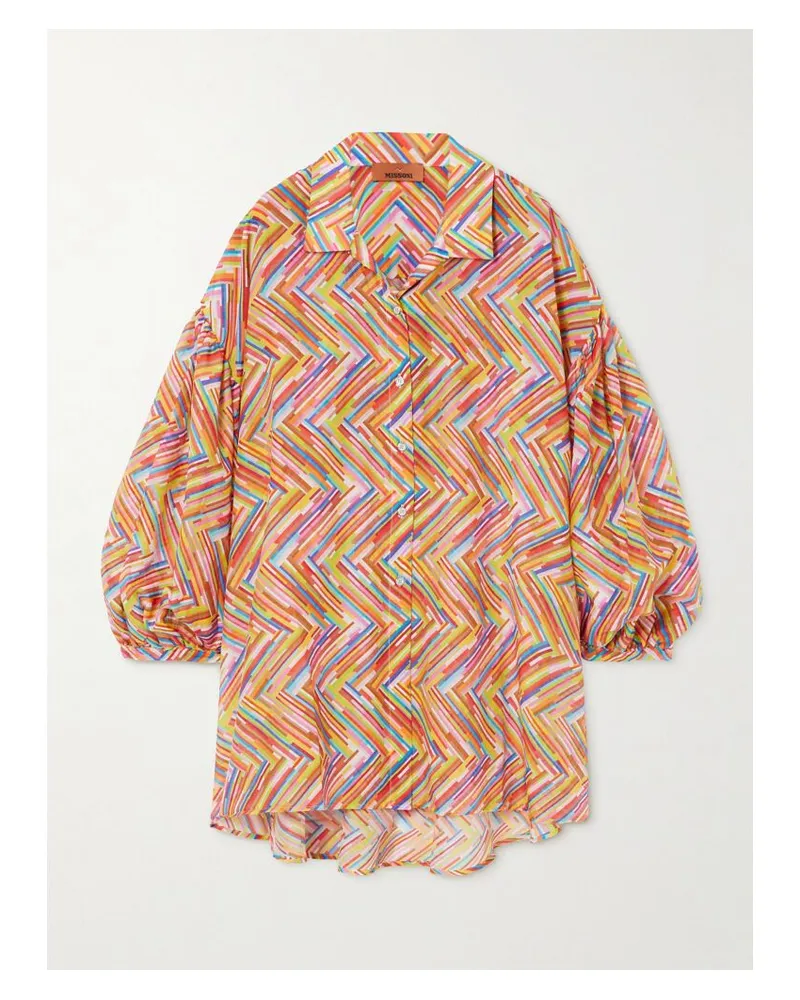 Missoni Mare Hemd Aus Voile Aus Einer Bedruckten Baumwoll-seidenmischung - Orange Orange