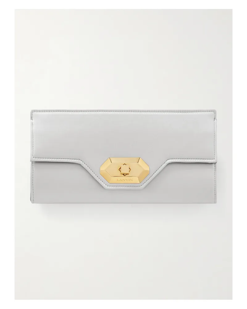 Lanvin Invitation Small Metallic Satin Clutch - Silver Silver
