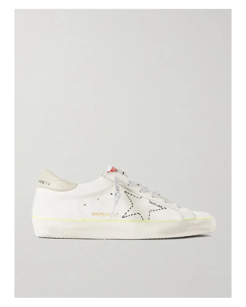 Golden Goose Superstar Sneakers aus Strukturiertem Leder in Distressed-optik Weiß