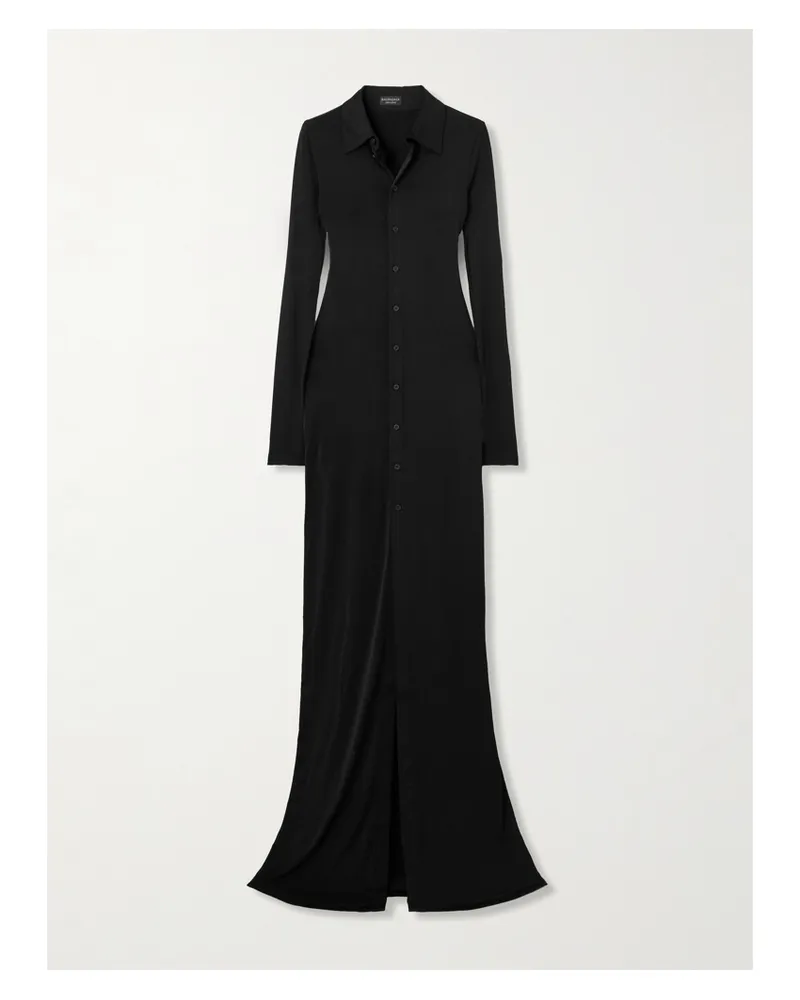 Balenciaga Stretch-jersey Maxi Shirt Dress - Black Black