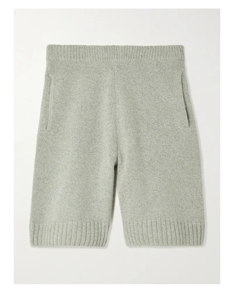 AURALEE Mélange Cashmere And Silk-blend Shorts - Green Green