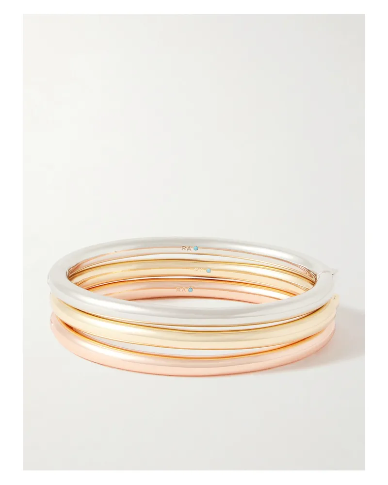 Roxanne Assoulin The Tubular Hinged Set Aus Drei Gold-, Roségold- Und Silberfarbenen Armreifen - Mehrfarbig Mehrfarbig