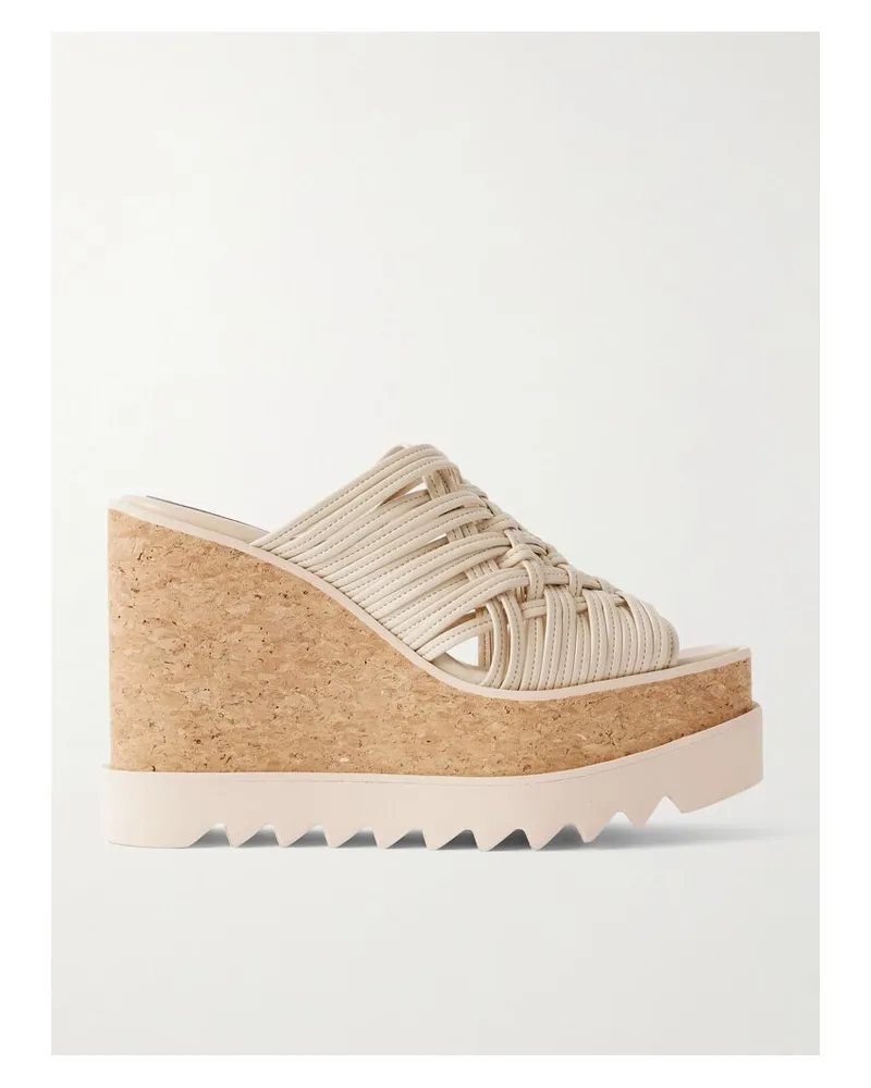 Stella McCartney Sneak-elyse Geflochtene Mules Mit Keilabsatz - Ecru Ecru