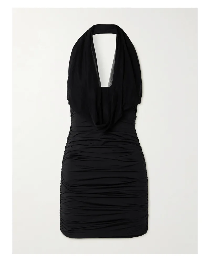 Maygel Coronel Taglio Asymmetrisches Minikleid Aus Gerafftem Stretch-jersey - Schwarz Schwarz