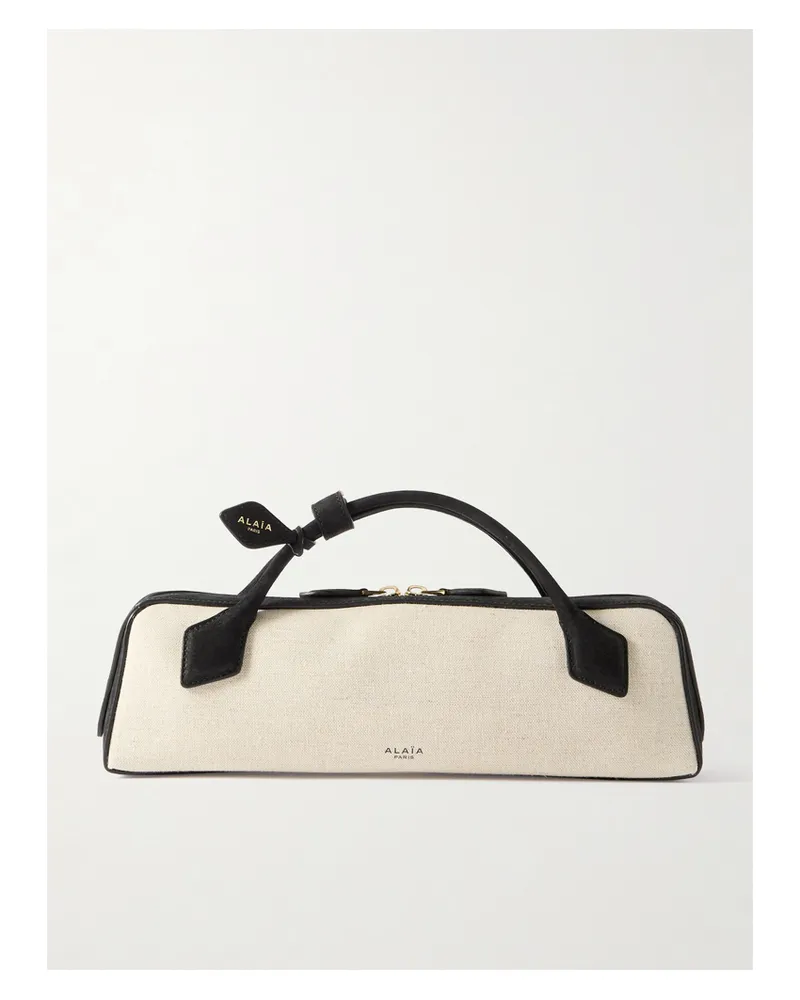 Alaïa Le Teckel Leather-trimmed Canvas Clutch - Black Black
