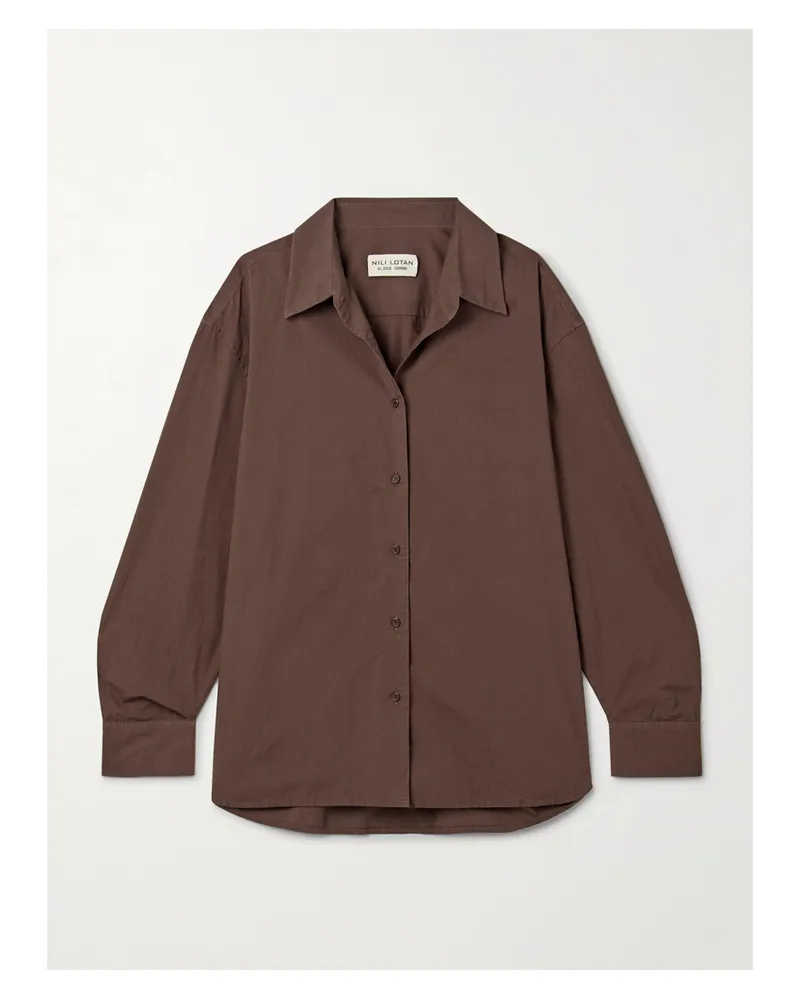 Nili Lotan Amante Hemd Aus Baumwollpopeline - Burgunder Burgunder