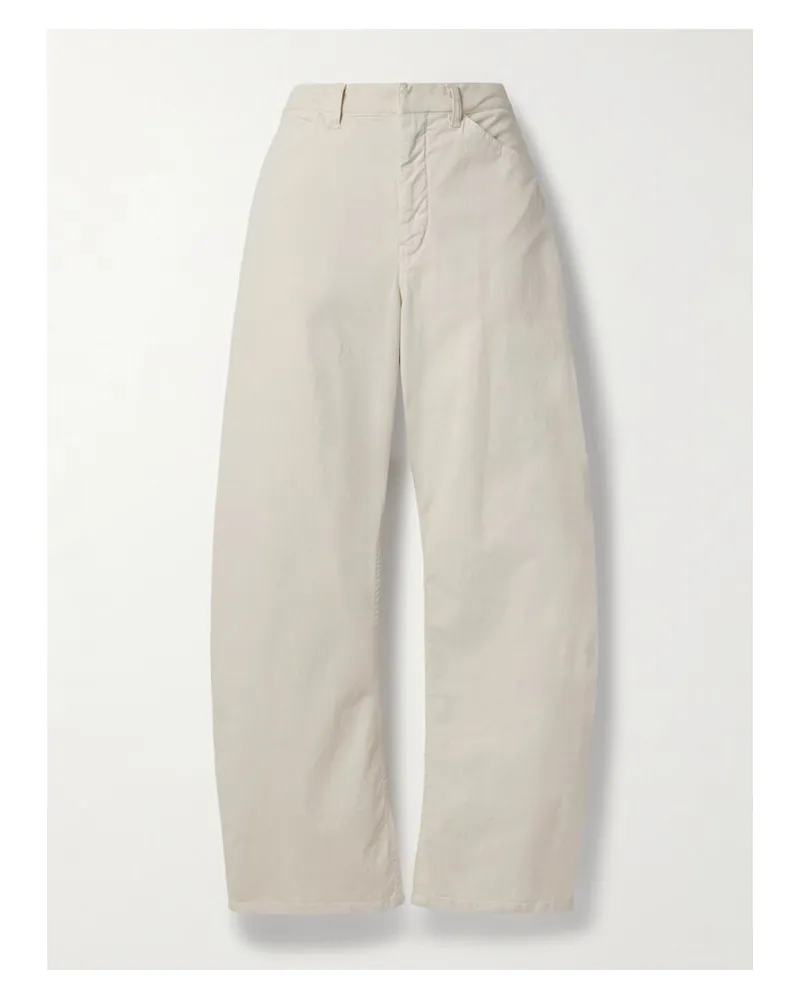 Nili Lotan Tribeca Barrel-hose Aus Gebürstetem Twill Aus Einer Baumwollmischung - Elfenbein Elfenbein