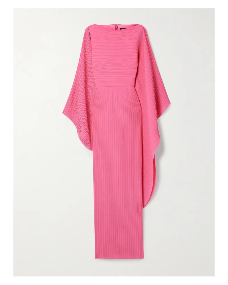 Solace London Adami Robe Aus Plissiertem Chiffon Mit Cape-effekt - Pink Pink